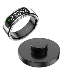 Smart Ring with Wireless Charging, Health & Sleep Monitor, Gesture Control, Waterproof, Multi - Sport Modes - 8 (Silver)