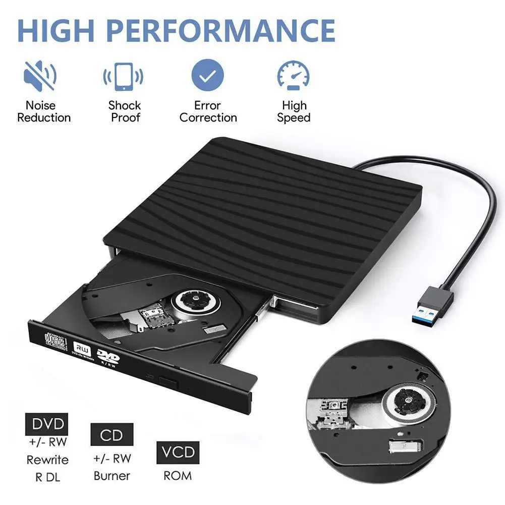 External Dvd Drive Usb 3.0 Type-c Ultra-thin Dvd Burner Drive-free High-speed Reading Player for Desktop Notebook