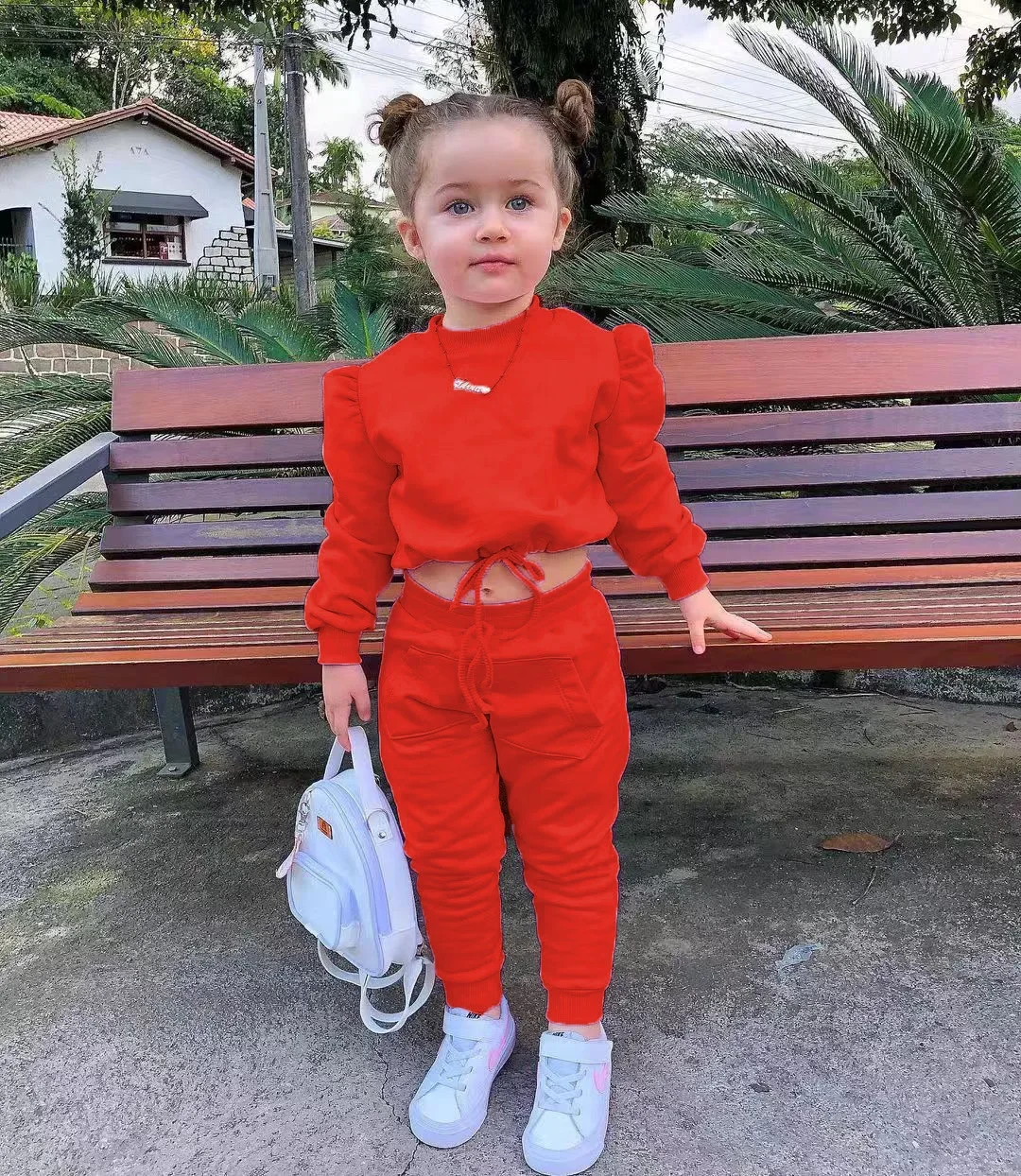 Spring Autumnn Kids Sports Clothes Sets Girls Casual Solid Long Sleeve Sweatshirt Tops + Pants Children's Clothing For 2-7 Years