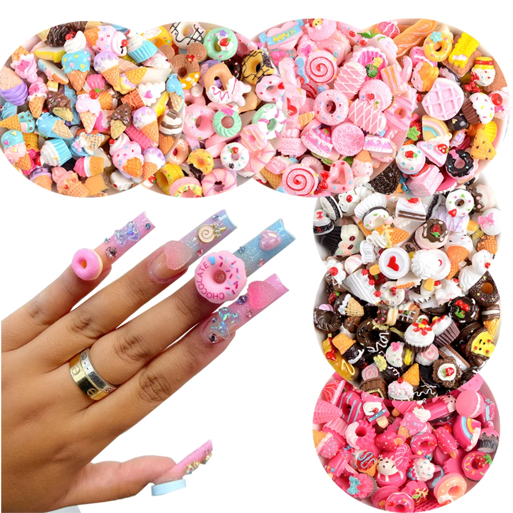 5Pcs 3D Resin Lollipop Nail Art Gems Jewelry DIY Manicure Tips