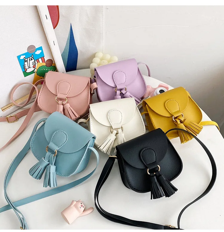 

Fashion New Children Girls Tassel Small Shoulder Bag Kids Sweet PU Leather Waist Bag Play Travel Portable Bag Crossbody Handbags