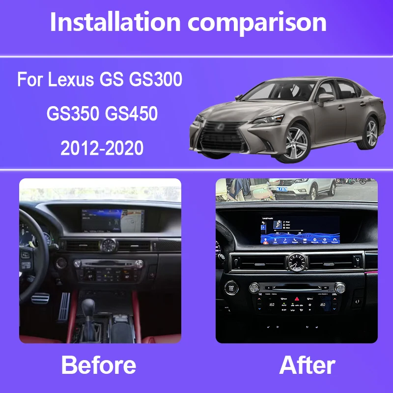 Radio Multimedia para Auto de 12.3 Pulgadas para Lexus GS GS300 GS350 GS450 2012-2020, Android 15 Octa Core 8G+256G GPS 4G Carplay 2