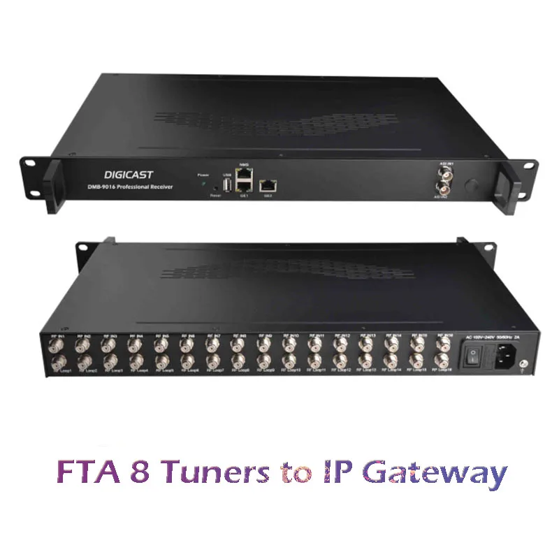 Digital TV Headend Receiver Tuner 8*DVBS/S2 DVBT/T2 DVBC ISDBT/Tb FTA 8 IP Gateway