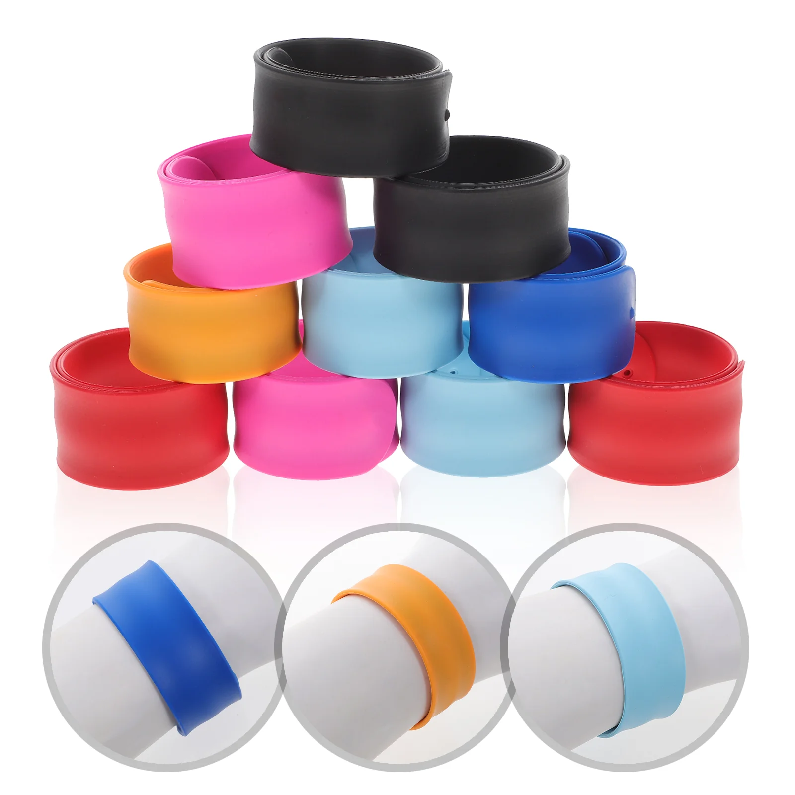 

Slap Bracelet 10Pcs color Silicone Safe Ruler Slap Bracelets Colorful Wristband Snap Ruler for Kids School Prize Party Favors (