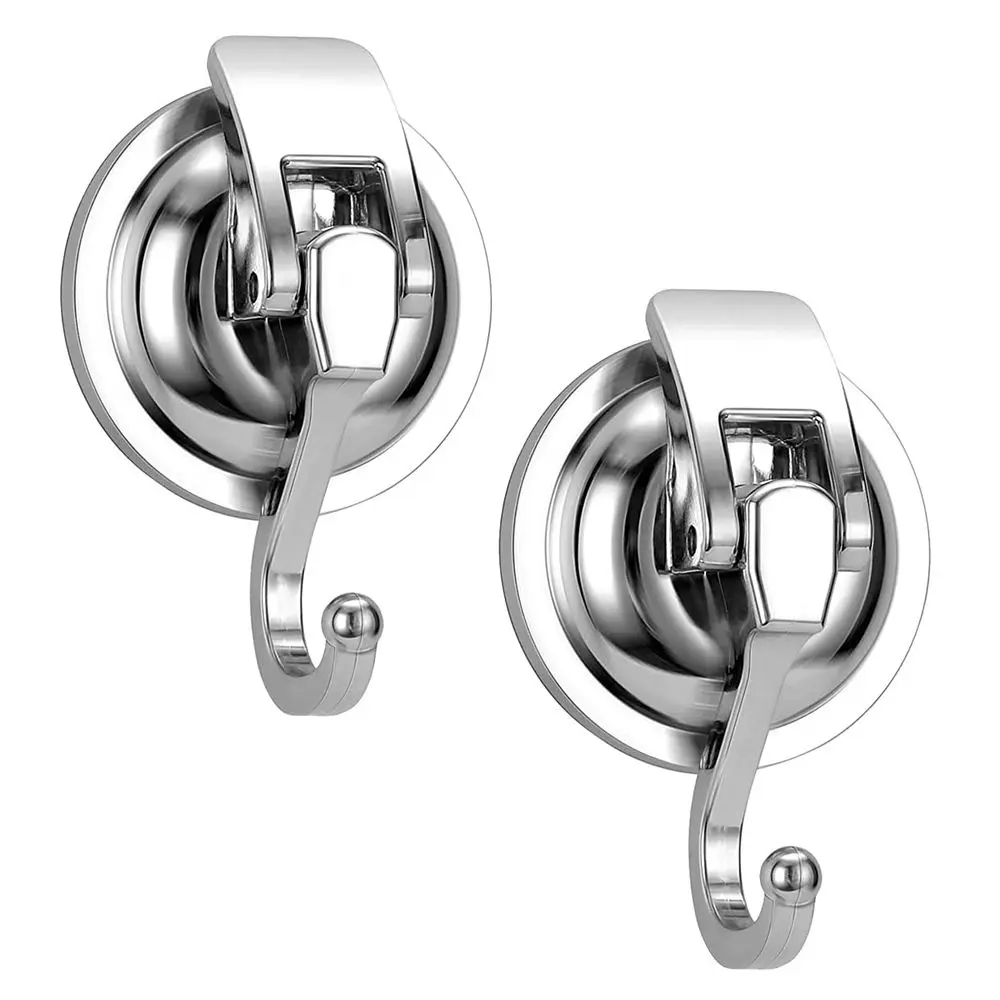 Suction Cup Hook Polished Chrome-Plated Heavy-Duty Removable Bathroom Shower Organization Reusable