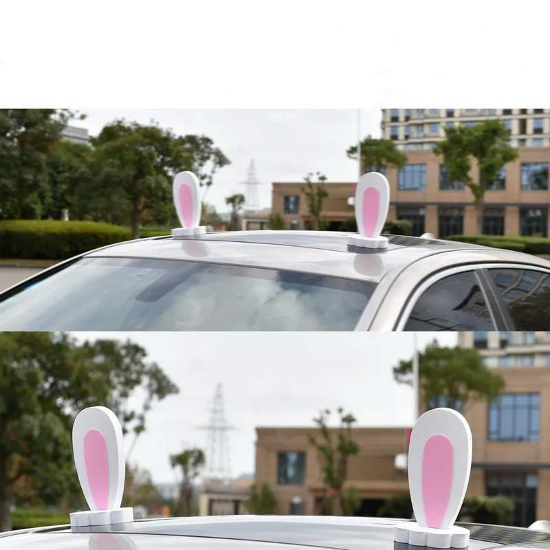 Car Roof Decoration External Doll Modification Personality Lovely Rabbit Cartoon Cat Ear Female Women\'s Car Products 3D Stickers