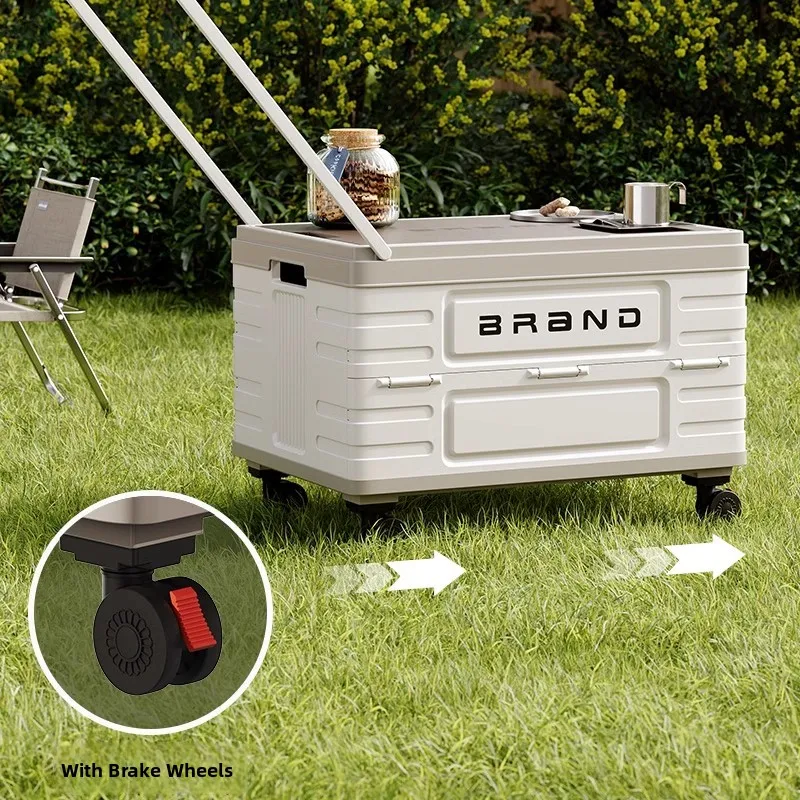 Portable Outdoor Cam Storage Box with Wheels Handheld Car Trunk Cam Equipment Portable Storage Cart Foldable Design