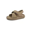 2024 Summer Kids Beach Shoes Children Soft Leather Sandals Simple Style Unisex Boys Girls Casual Sport Sandals Size 22-37 5