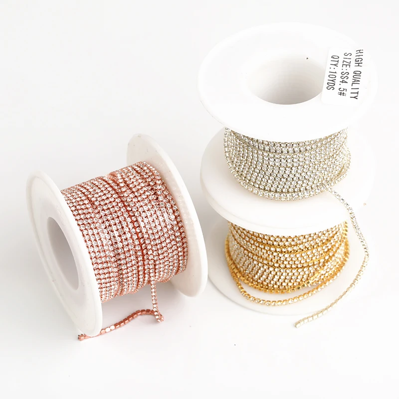 Description Picture 2 of itemAAA Grade SS4.5-SS18(1.5mm-4.5mm) Clear Crystal AB Dense Rhinestone Cup Chain Sliver/Rose Gold Claw Strass Rhinestone Chain Trim