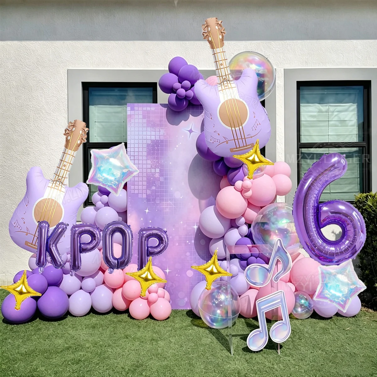 Vibrant Purple Music-Themed Party Decorations Set
