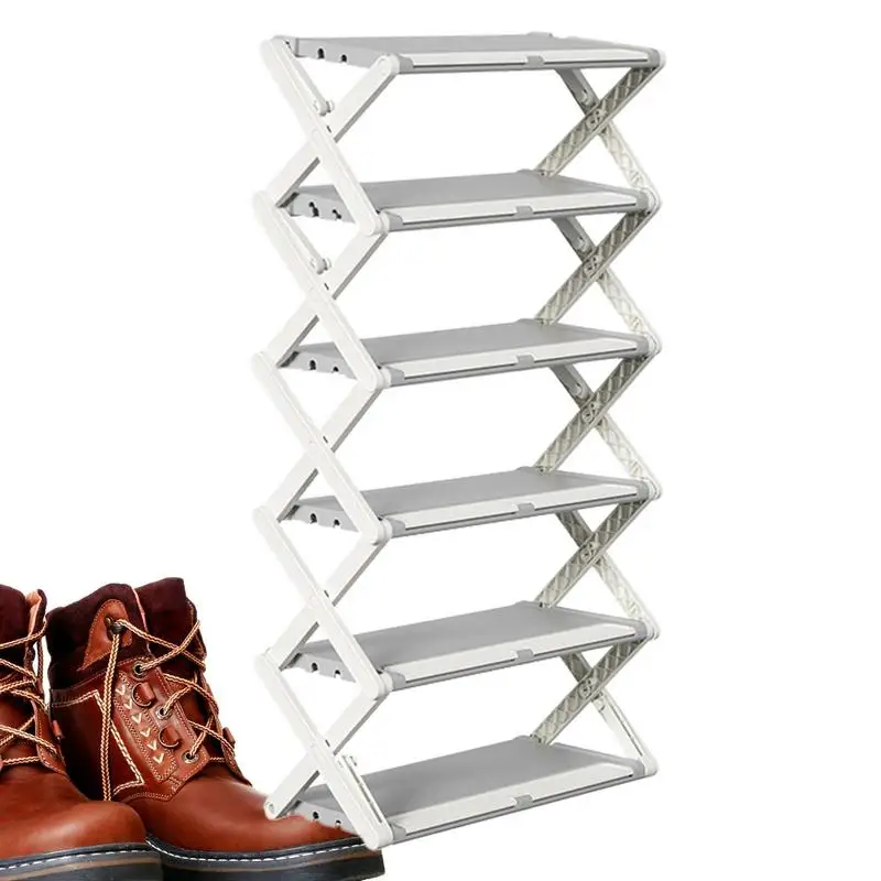 

Многоуровневая полка для обуви, узкая полка для обуви для прихожей, многоуровневый складной самодельный отдельно стоящий органайзер для хранения обуви для малого размера
