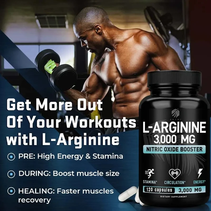 L-Arginine Capsules 3000mg-Nitric Oxide Boosters-for Supporting Muscle Growth, Vascular Function and Energy