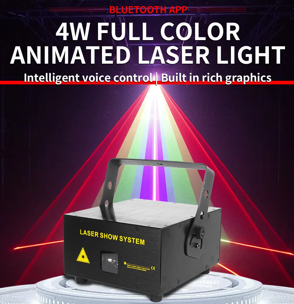 APP Control ILDA 3D Animation Laser Light 2W 3W 4W RGB Stage Scanner Projector E