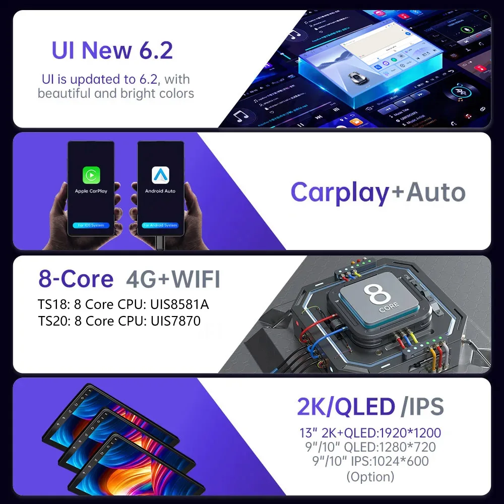car multimedia player car radio car multimedia theme wireless carplay wireless carplay adapter smart carplay box TS18 8581 TS20 7870 Car Android Radio Stereo Multimedia player Voice AI theme 9 10 inch QLDE 2K CarPlay Auto for Lada toyota vw