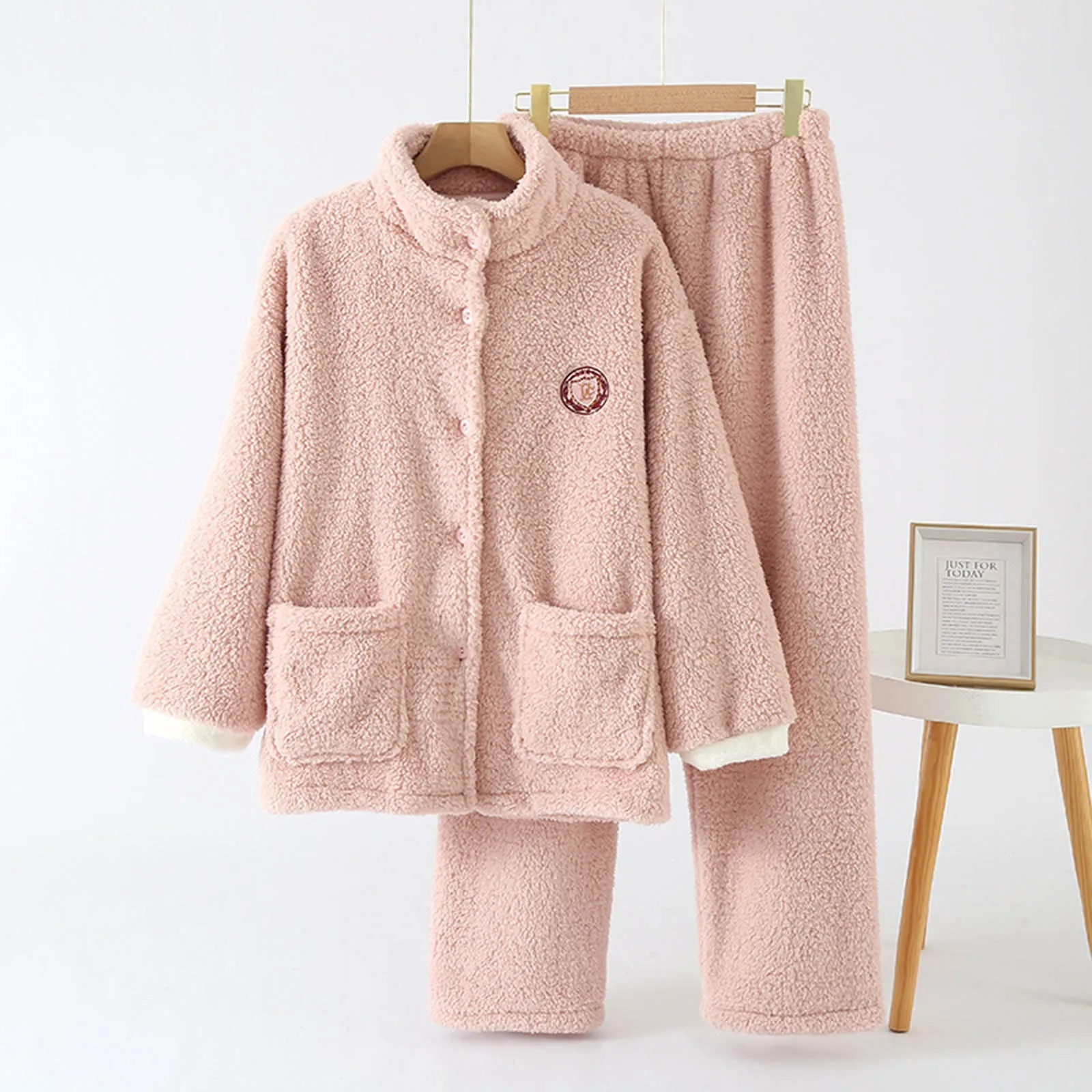 

High Collar Lambs Wool Female Home Clothing Autumn And Winter Padded Thickened Warm Sleepwear Womens Flannel Pajama пижама