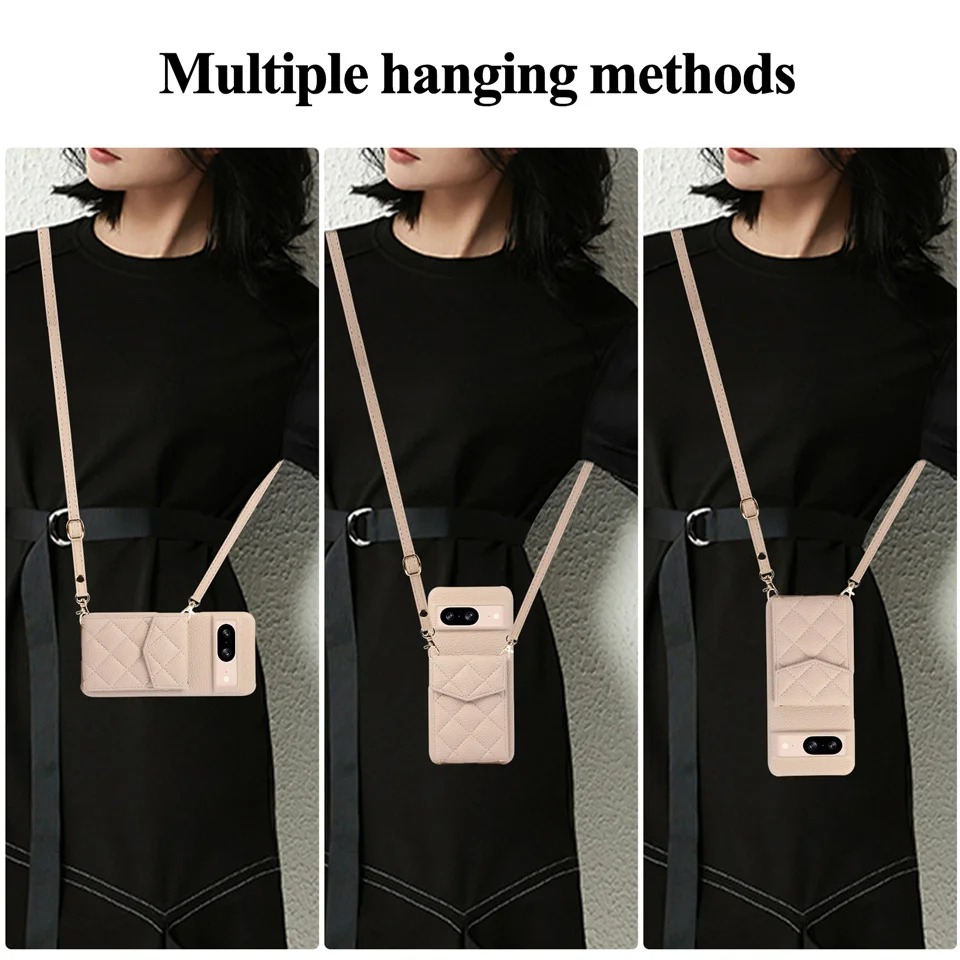 Shoulder Straps Crossbody Vertical Cards Solt Wallet Leather Bag Case For Google Pixel 9 Pro 8A 7 Pro 7A 6A 6 pro Lanyard Cover