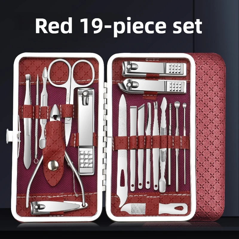 Manicure Cutters Nail Clipper Set Manicure Nail Trimmer Pedicure Scissors Tool Knife 19/21 Pcs