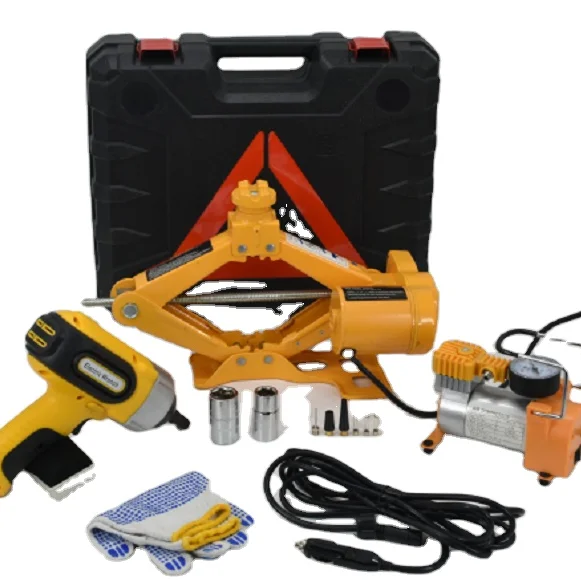 

HF3SJ-SBC Multi-functional Car Jack, Car Compressor and Electric Wrench 3/2T 42CM 13A 3 in 1 Car Tool with Carry Bag