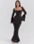 Lace Print Long Flare Sleeve Sexy Maxi Dress For Women Fashion Square Collar Backless Bodycon Club Party Sexy Dress