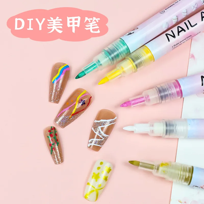 매니큐어 펜, 아크릴 페인트, 학생용 페인트 펜 세트, 0.5/0.7MM 펜촉, DIY 모양 그리기 라인, 도트 네일 그래피티 용품, 12 가지 색상
