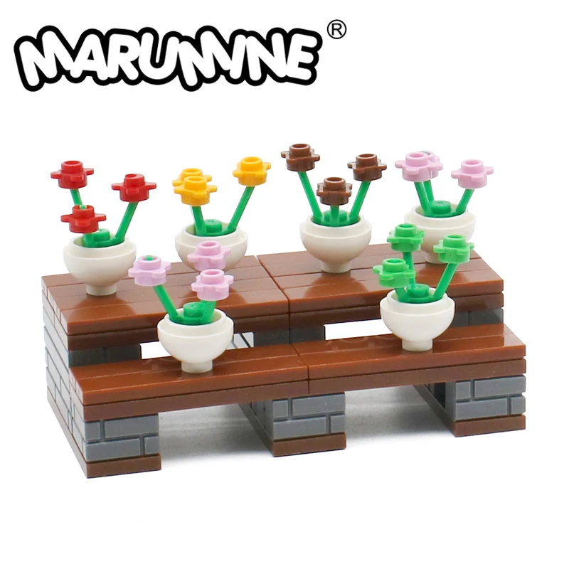 

MARUMINE MOC 70PCS Bricks Chair with Flower Pot Street View Idea Parts Building Blocks Set DIY STEM Toys Gift For Kids Learning