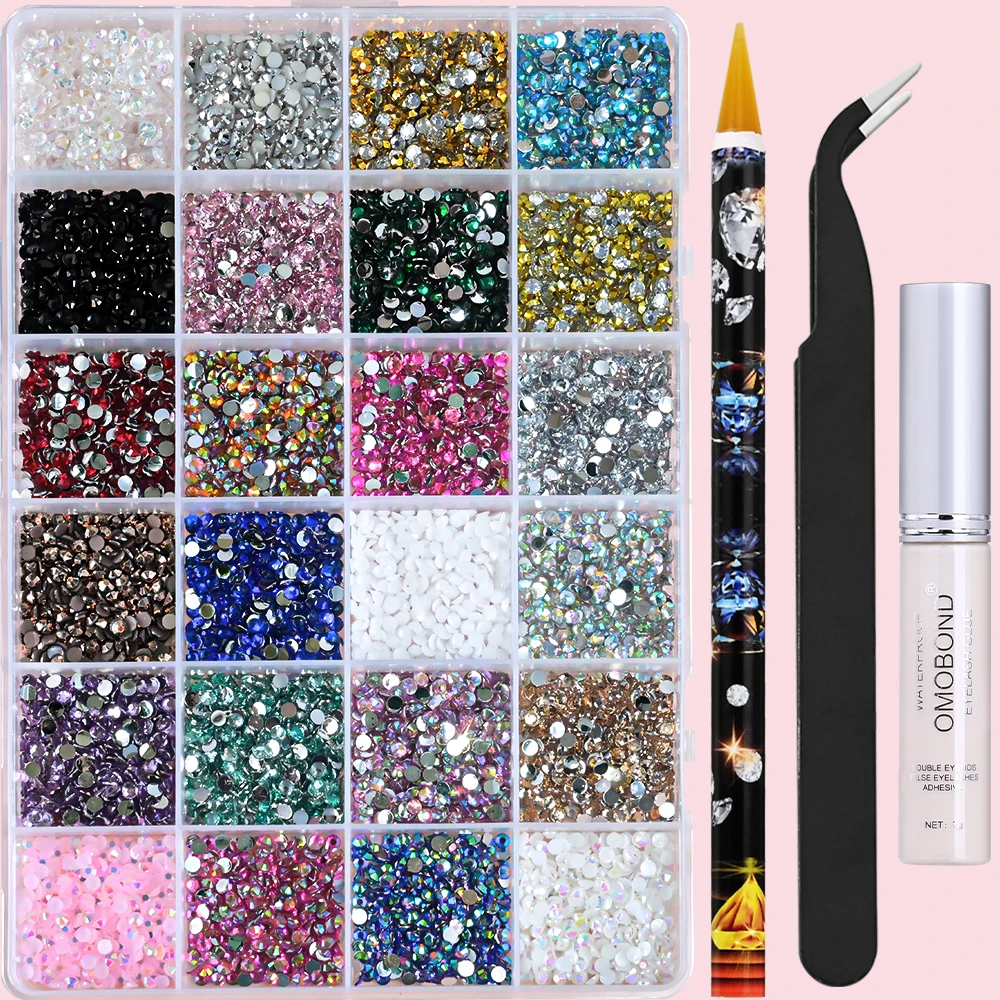 3500Pcs SS10 Round Resin Flatback Glitter Rhinestones Colorful 3D Nail Decor DIY