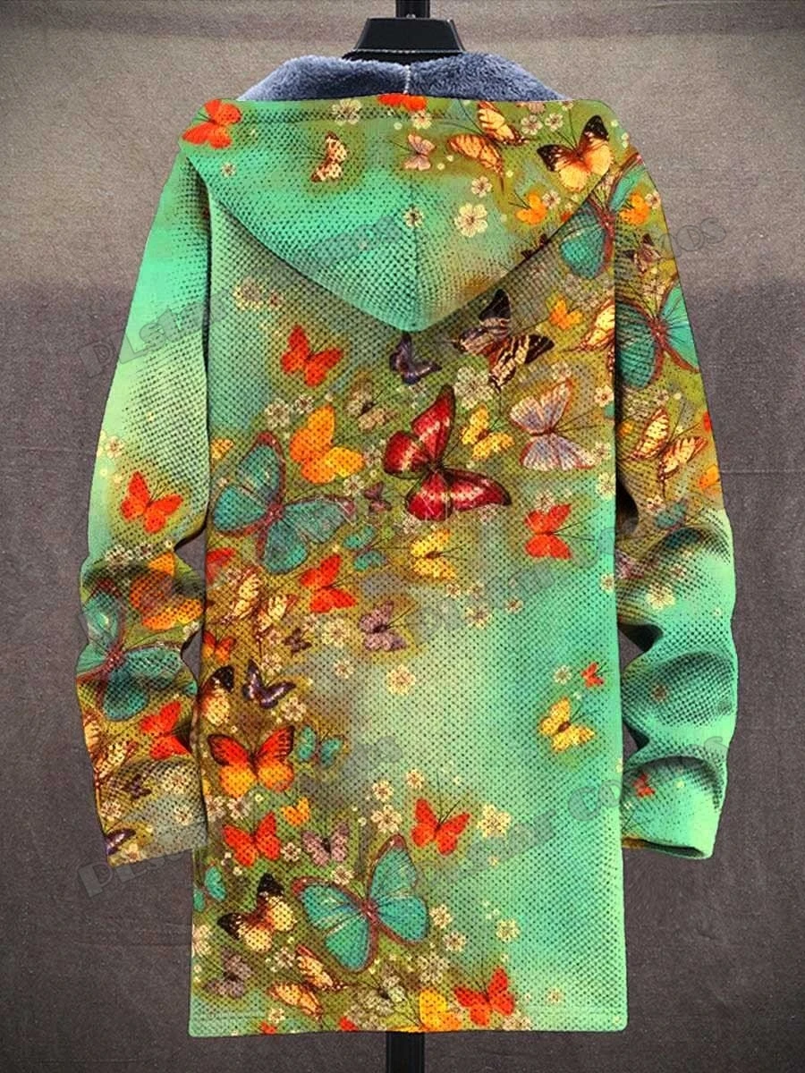 Farbe Ölgemälde Kunst & Schmetterling Muster 3D Gedruckt Herren Mode Plüsch Dicken Kapuzenmantel Winter Lässige Warme Reißverschlussjacke CM04 – Detail 14