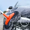 Double Brush Head Rotating Car Wash Mop Three-Section Telescopic Mop Roof Window Cleaning Maintenance Auto Supplies Accessories 2