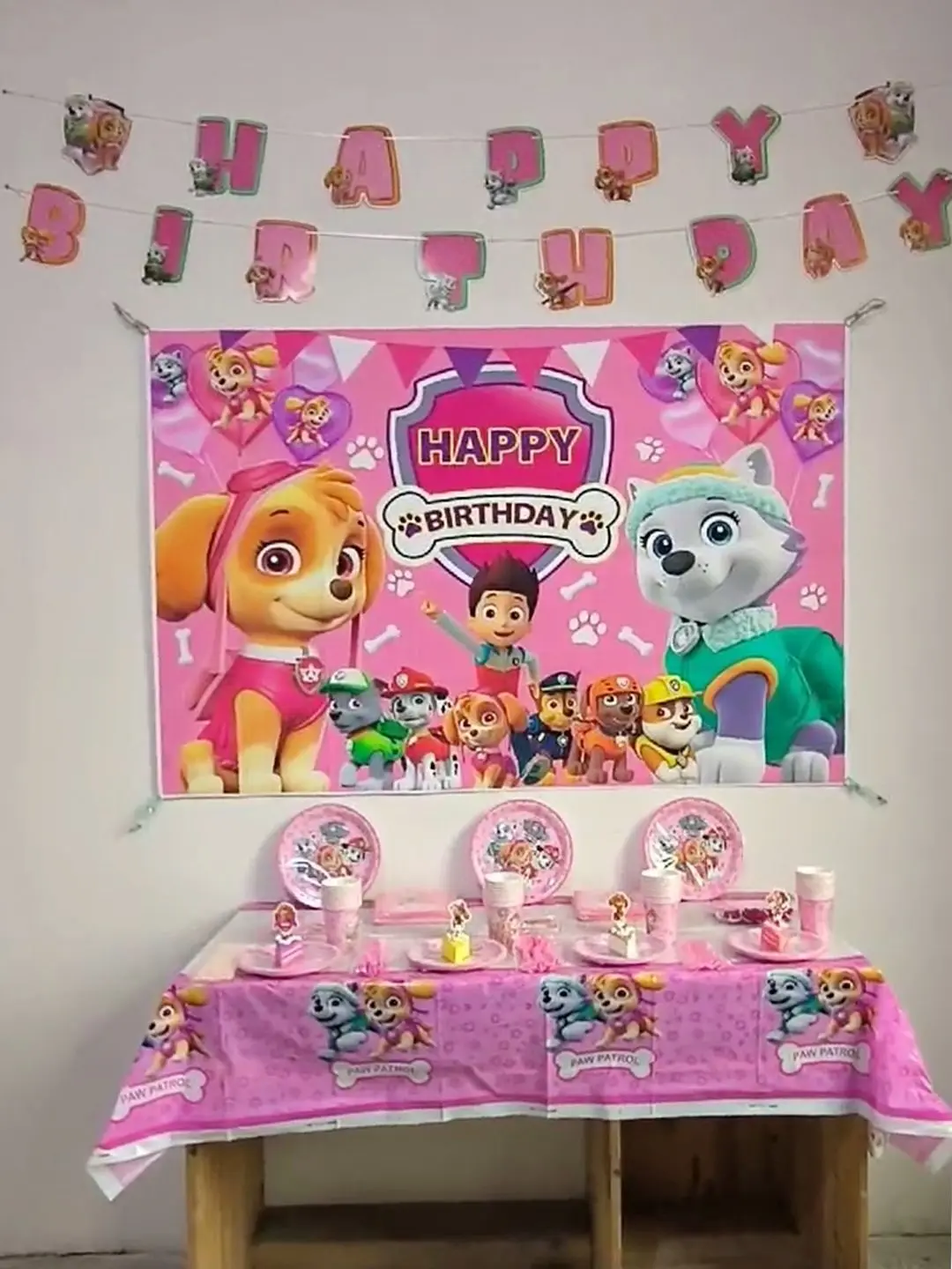 Skye Paw Patrol festa di compleanno per ragazze tazze rosa tovaglioli  piatti decorazioni palloncino stoviglie usa e getta forniture Canine