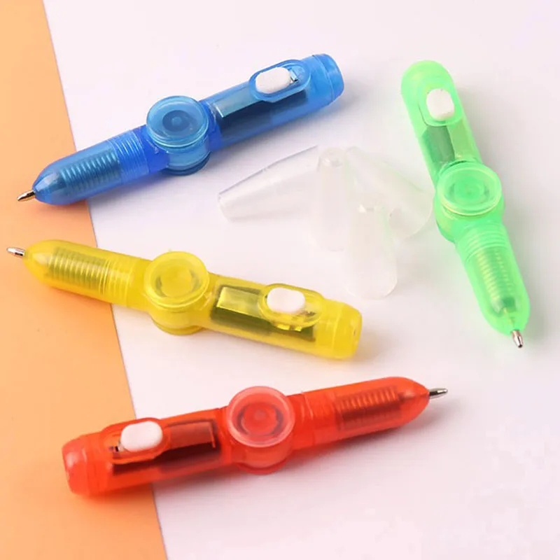 

New 2 In 1 Manual Spinner LED Pen Light Fidget Spin EDC Autism Gyroscope Glow Dark Color Glow Scrolling Kids Toys