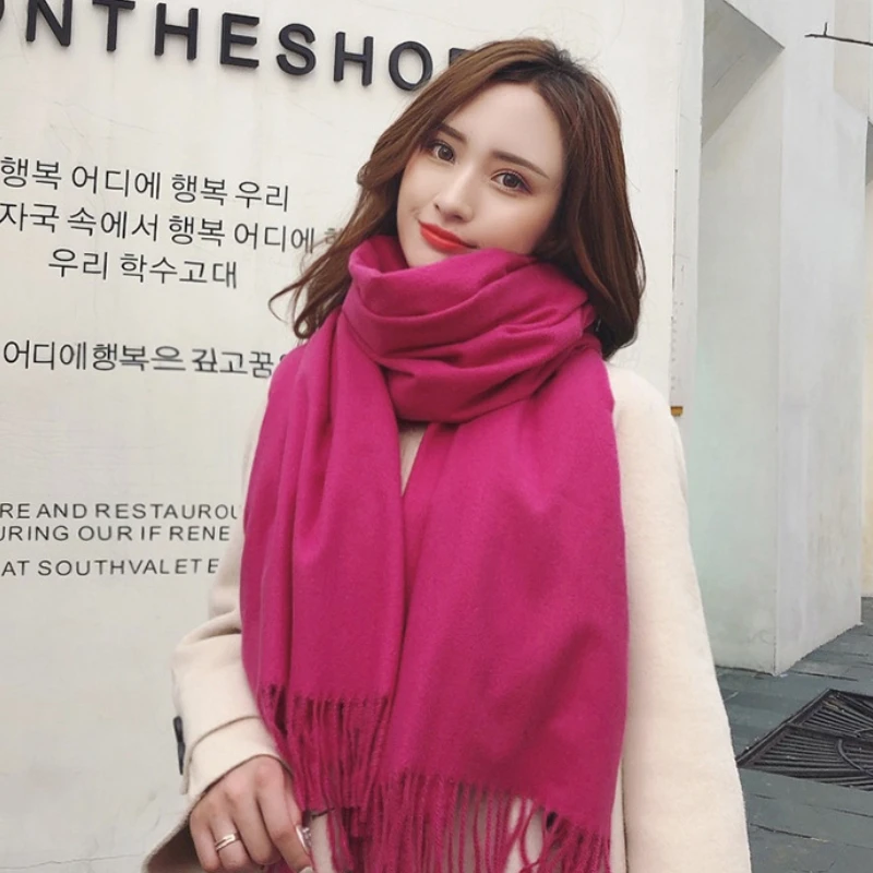 Solid Women Cashmere Scarf Pashmina Shawls and Wraps for Evening Dresses Travel Office Winter Warm Blanket Soft Long Scarves