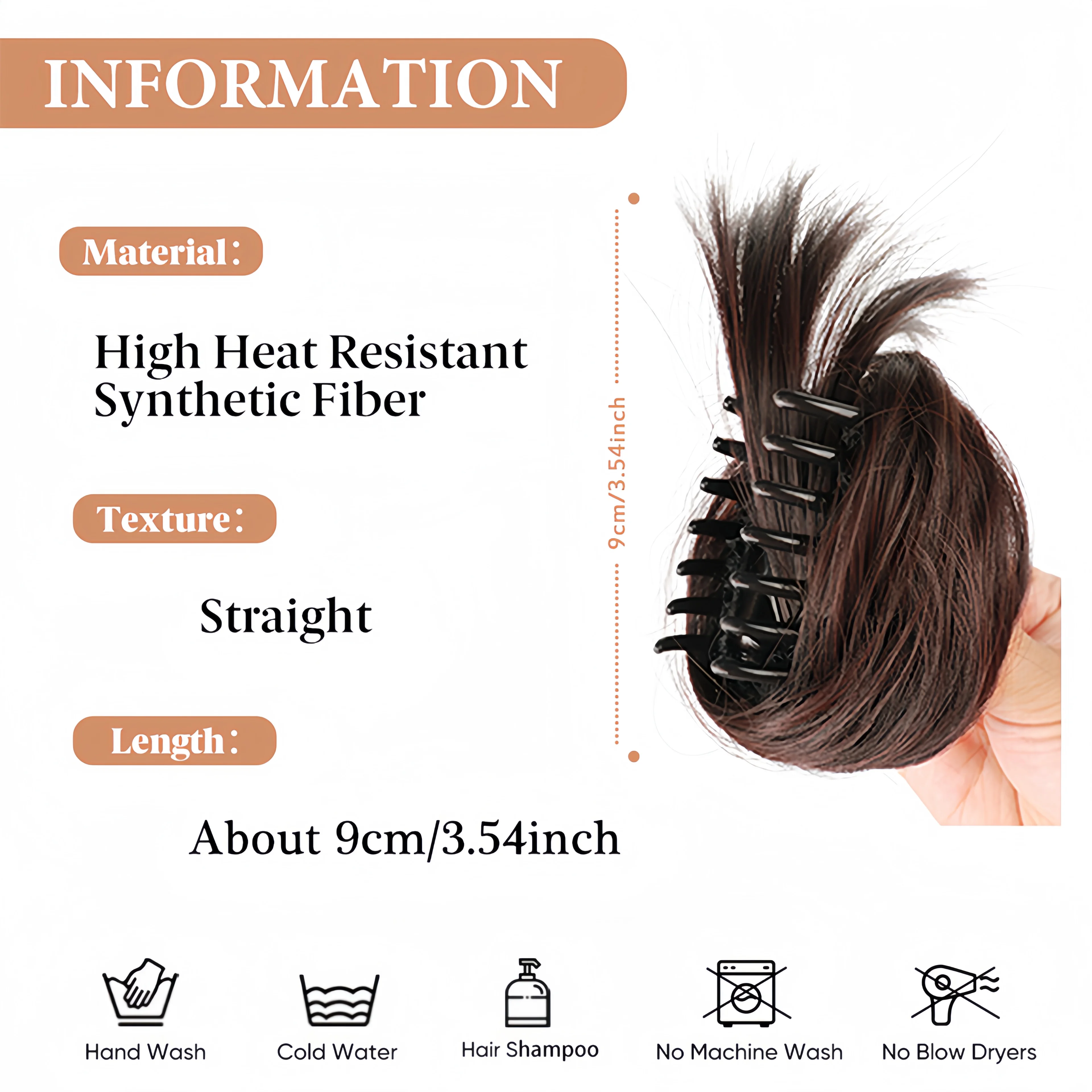 Brown Black Synthetic Hair Scrunchie for Women Messy Bun Ponytails