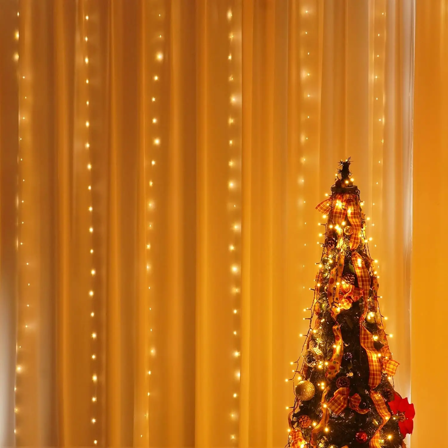 Enchanting USB-Powered Fairy Curtain Lights with Remote Control - Waterproof String Lights for Indoor & Outdoor Decor