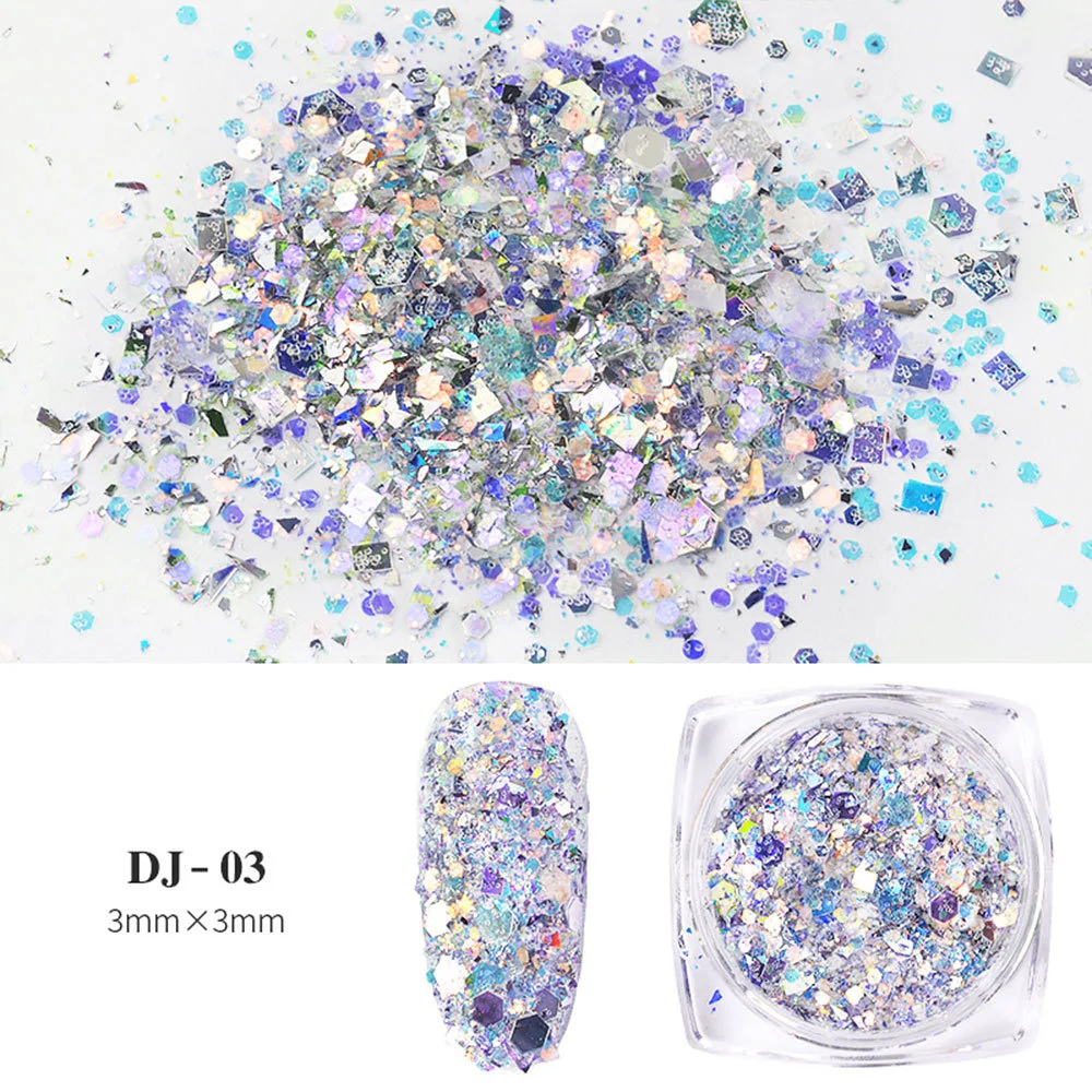 Mixed Hexagons Nail Sequins 3D Holographic Glitter Flakes - Manicure Accessories
