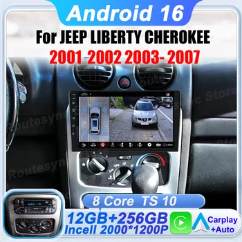 Autoradio Android 16 per JEEP LIBERTY CHEROKEE 2001-2007, 8 Core, Navigazione GPS, 5G, Schermo 9 Pollici, BT, Carplay