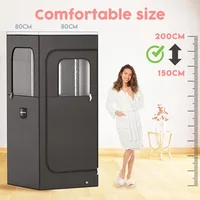 Full Sized Steam Sauna Room, Nylon Black 2.6L 1000W Steamer with Chair+remote Control+foot Massager, Indoor Portable Sauna Room 2