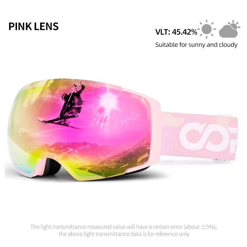 COPOZZ Professional Magnetic Ski Goggles Adult Anti-fog Ski Glasses UV400 Protection Snow Snowboard Goggle Eyewear 3