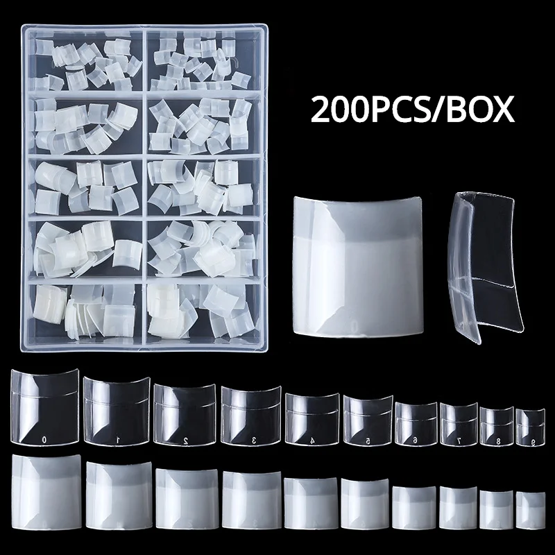 

200pcs/box Short Square False Nail Tips Nail Refill Size 0-9 Fake Nails Full Cover Nail Tips Artifical Nails