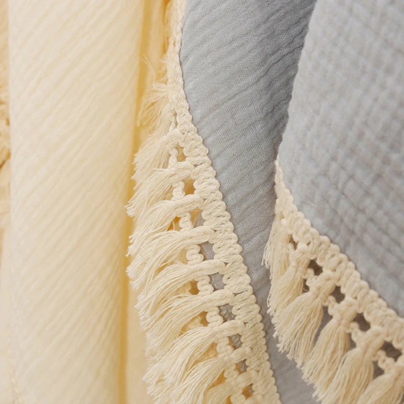 Baby Blankets Soft Gauze Comfortable Swaddling Newborn Infant Fashion Fringed Blanket Maternity Breastfeeding Cover Baby Bedding 5