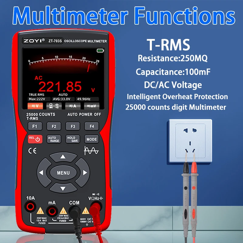 ZOYI ZT-703S 3-in-1 Dual Channel 50MHz Handheld Oscilloscope