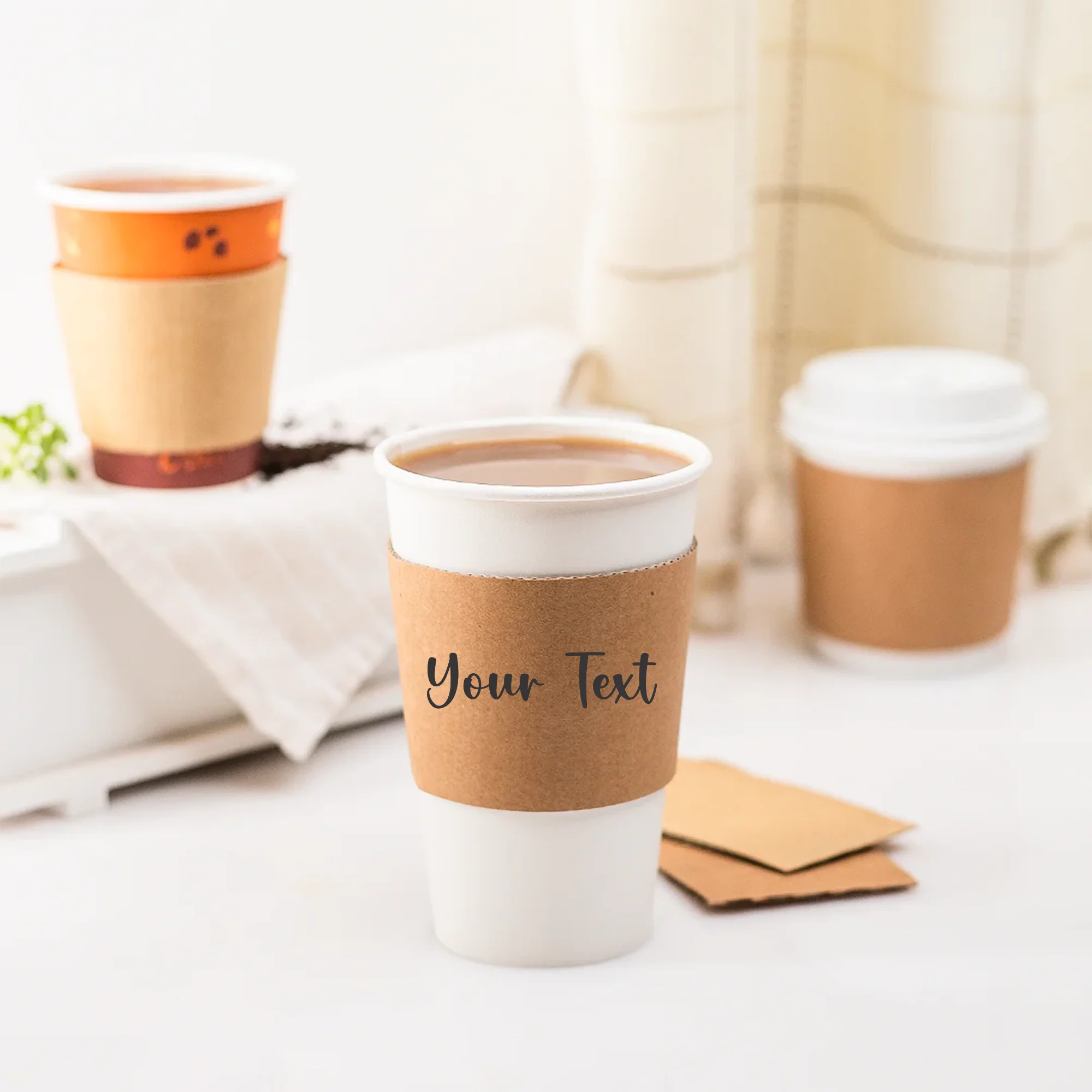 Personalized Coffee Cup Sleeves Disposable Brown Kraft Heat-Insulated Cup Covers Custom... - SKU CCS01229 - UGI Packaging