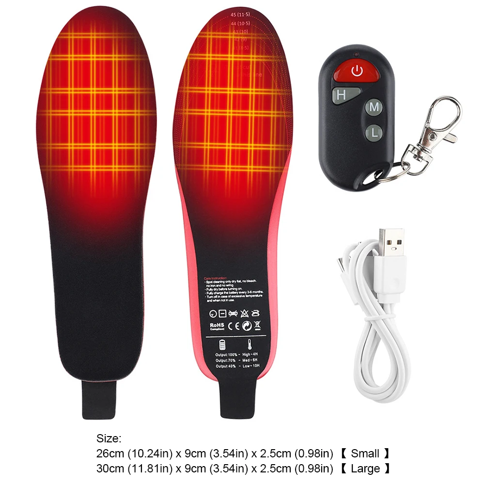 Electric Heated Insoles with Remote Control Winter Heating Insoles USB Rechargeable for Hiking Skiing Camping heated shoe insoles