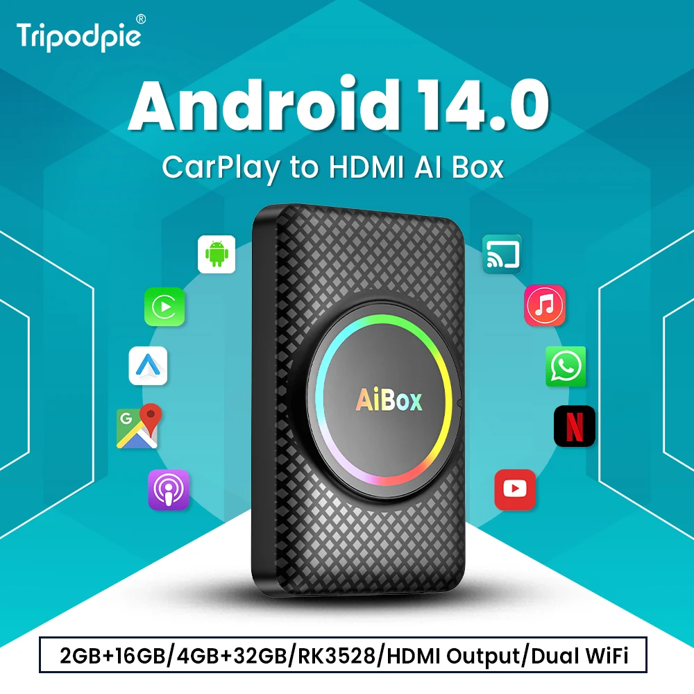 Carplay Ai Box AIボックス (4+32G) Android 11 CarPlay AI Box 2023, 3+32G, Multimedia Video Box