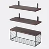 Wall Shelves Floating Mounted Wooden  Rack Kitchen Bathroom Organizer  Decor Garden Bathroom Accessories 4 Piece Set Wall shelfs 6