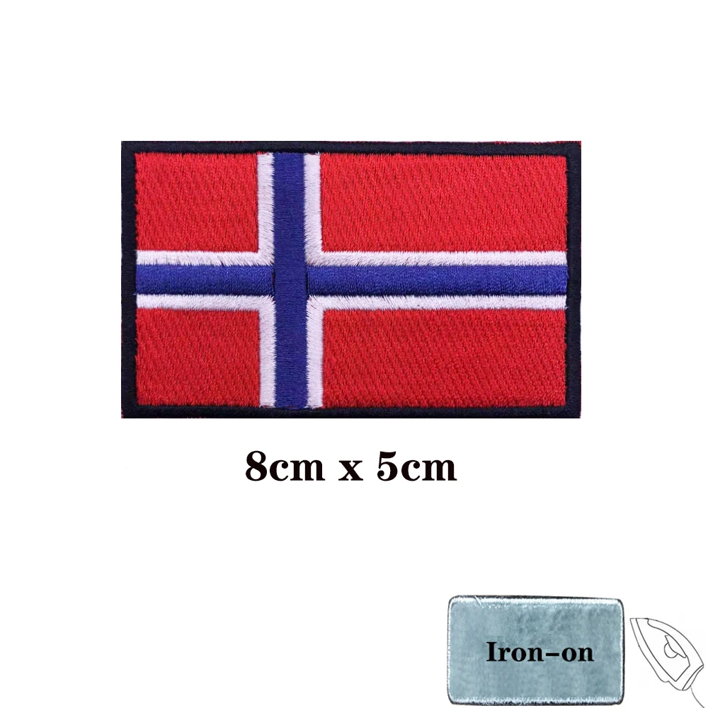 Bandiera norvegese norvegia Patch fascia da braccio ricamata Patch Hook & Loop Iron On ricamo Badge Military Stripe