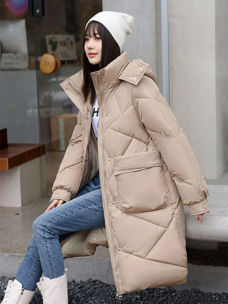 

Cotton Coat for Women Winter Loose Hooded Down Jacket Warm Casual Winter Women Snow Wear Jacket Long Parkas 2023 New