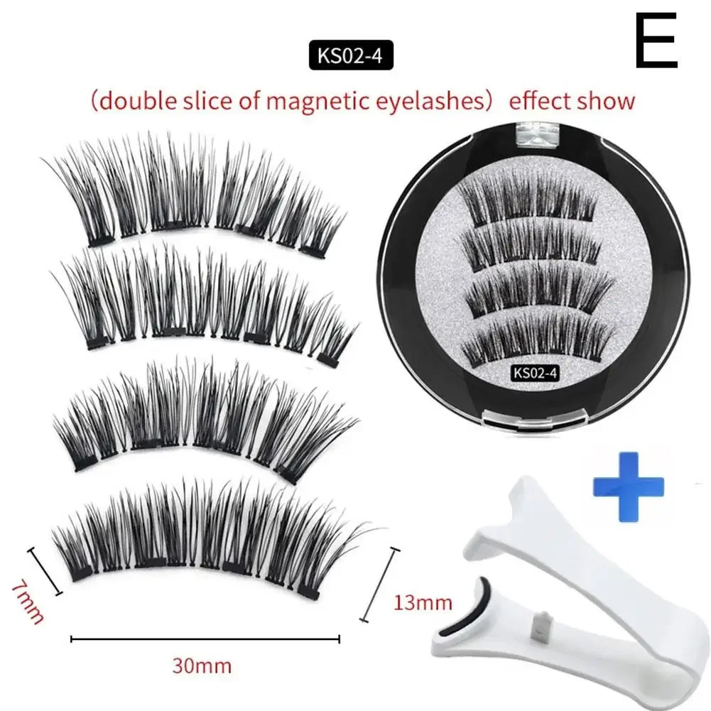 4 Magnetic False Eyelashes Natural Soft False Eyelashes Reusable Magnet Lashes Applicate Set Daily Beauty Eye Extension Makeup