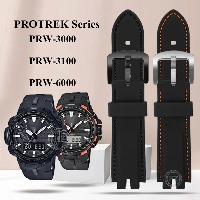 

Новый резиновый силиконовый ремешок для часов 24 мм для Casio PROTREK Mountaineering Series PRW-3000 3100 дюйма 6000 дюйма 6100Y, силиконовый ремешок, мужской браслет