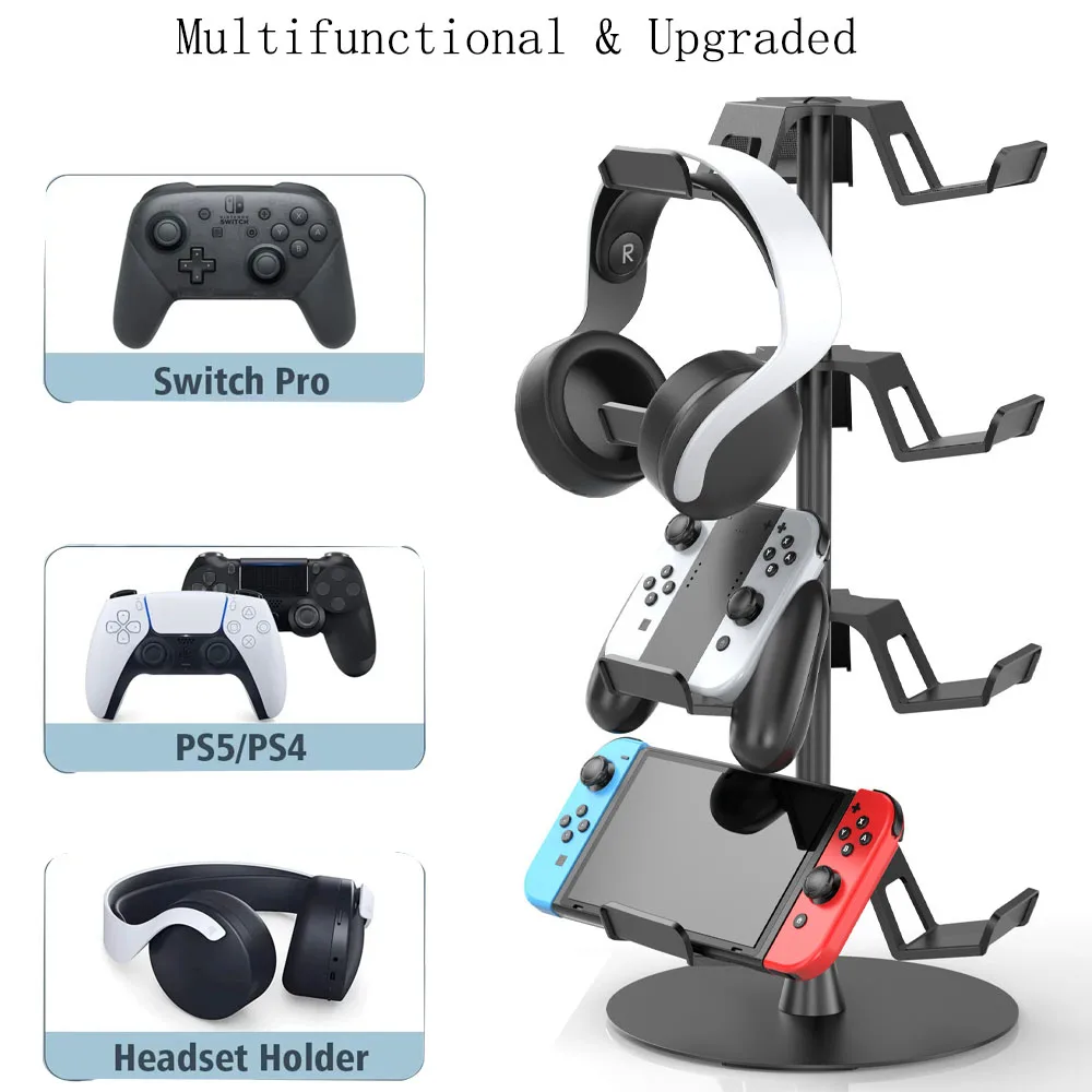 Controller Holder Stand Holds 12 Controllers Headset Headphone Stand Desk for PS4/PS5/Xbox /Switch Pro/Headsets - 2