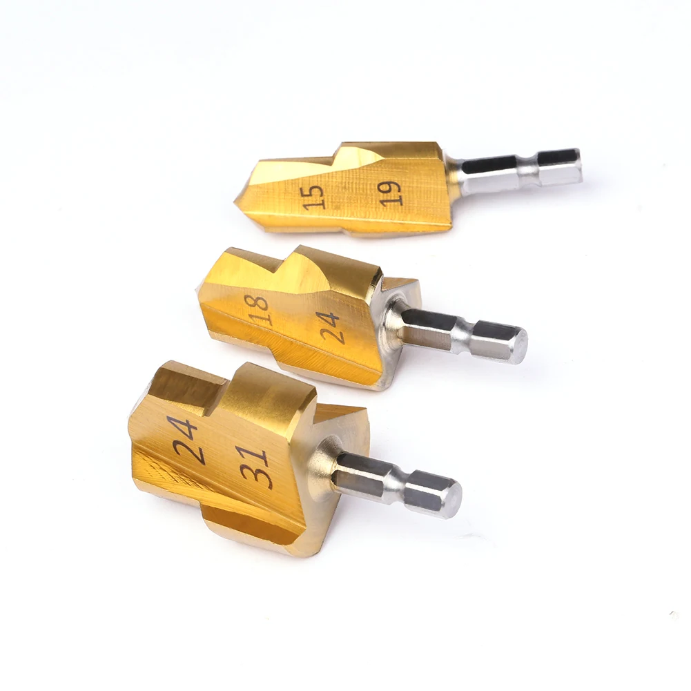 Step drill bit 1-3Pcs PPR Lifting Stepped Drill Bit Hexagon Shank Water Pipe Connection Tool 20/25/32mm